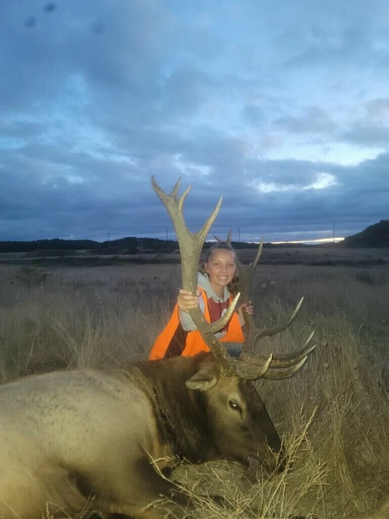Tanner Tobin, 14, of Chehalis, poses with the 7x7 bull she harvested with her youth elk tag that she drew through a Washington Department of Fish and Wildlife drawing. The hunt location was near the former Centralia mine. She hunted this bull for four days until she had the perfect 230-yard shot and dropped him in his tracks. To submit your own hunting highlight, or maybe even just a photo from another kind of outdoor adventure, email news@chronline.com.