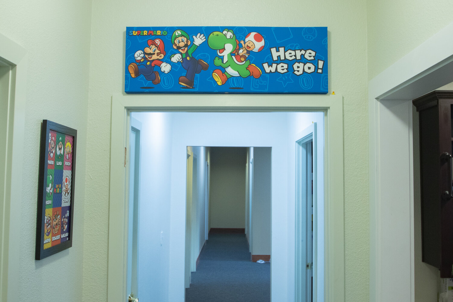 Mario, Luigi, Toad and Yoshi are seen above a door frame on Friday, Sept. 8 at the Cornerstone Center for Development in Centralia, a newly opened resource for parents offering children speech, occupational and physical therapies.