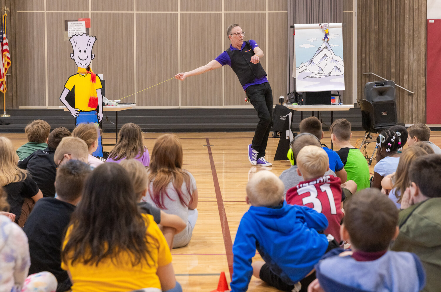Paul, a professional yo-yo player, brings NED’s Mindset Mission to Orin C. Smith Elementary School in Chehalis on Friday, Sept. 15.