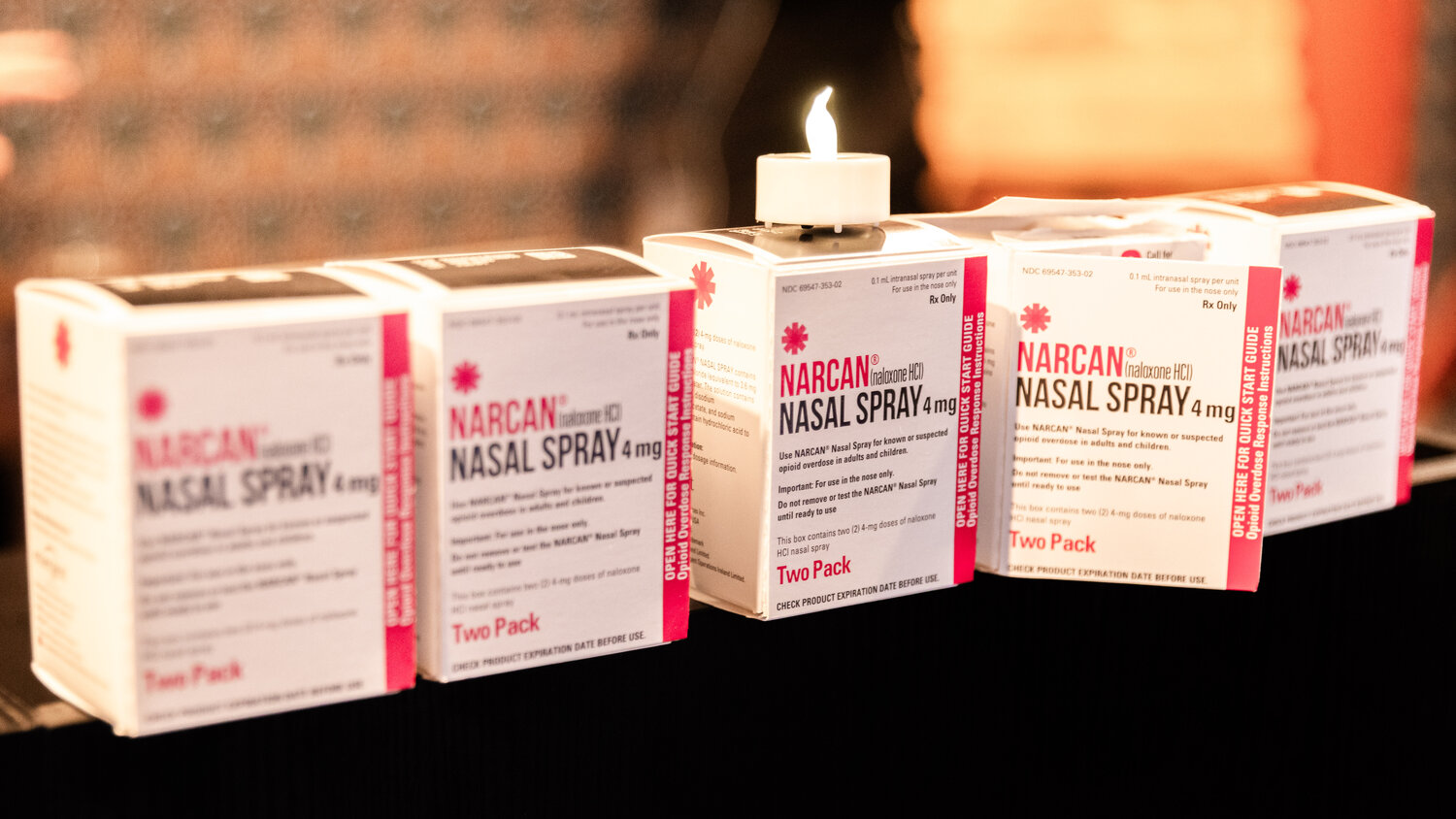 A name brand of the generic medicine naloxone, Narcan, was available for attendees at a showing of “Love in the Time of Fentanyl” at McFiler’s Chehalis Theater on Monday, Sept. 18.