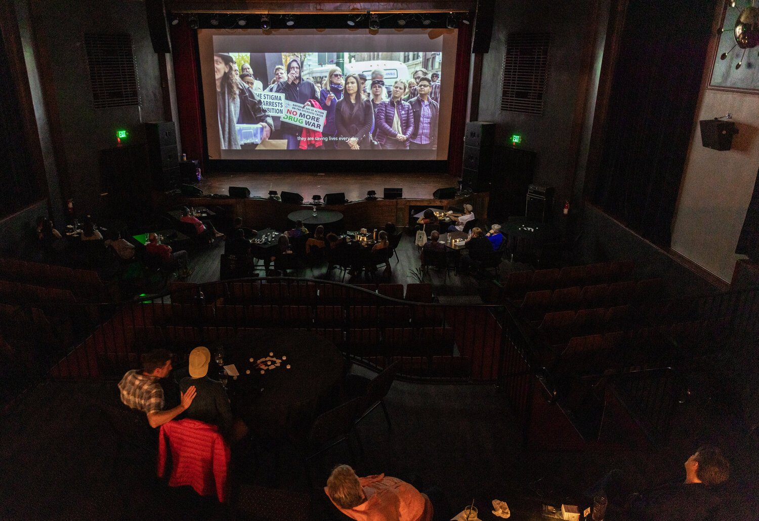 A documentary titled, “Love in the Time of Fentanyl,” is shown to a crowd of visitors at McFiler’s Chehalis Theater on Monday, Sept. 18.