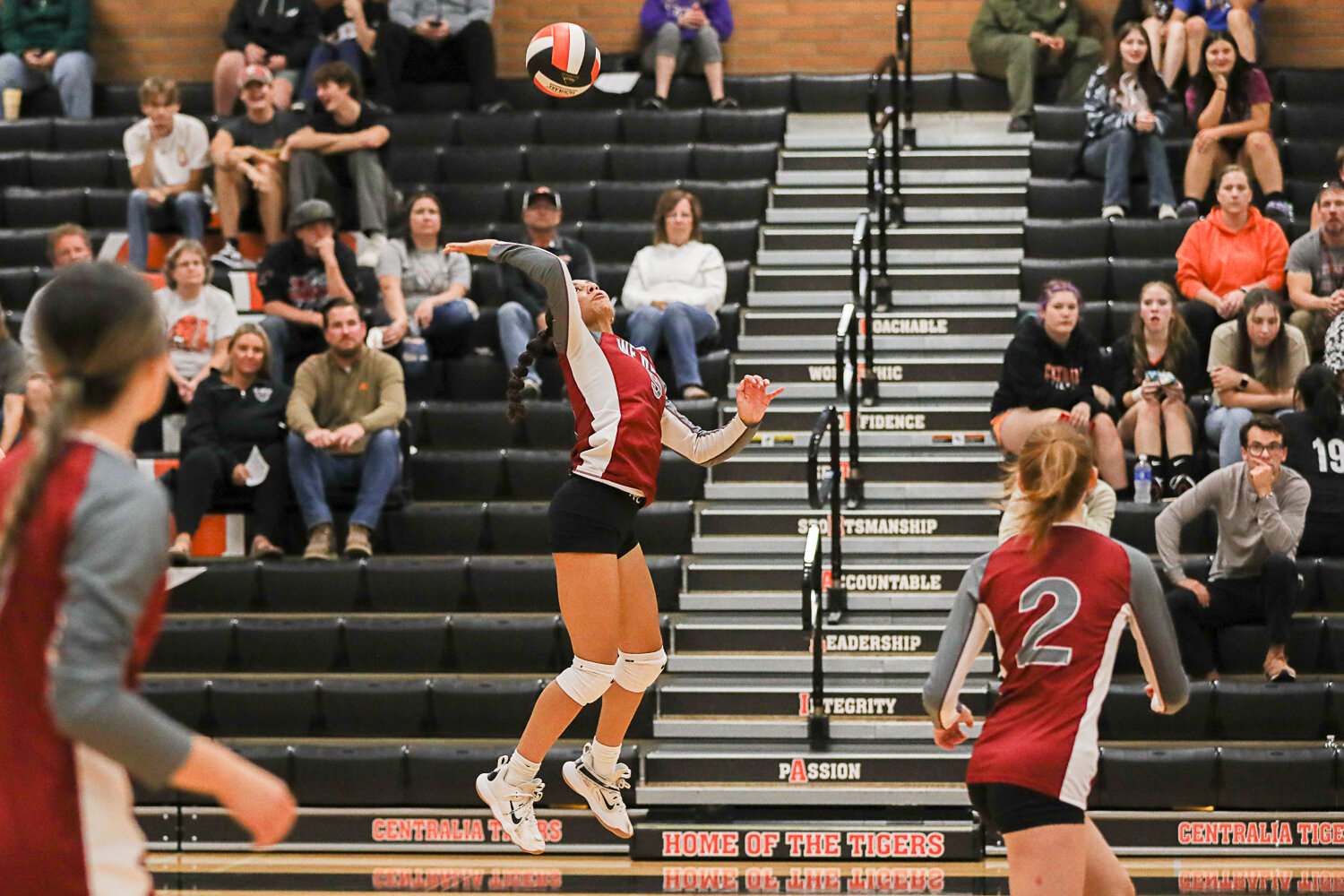 Ariana Wheaton takes a swing during the second set of W.F. West's three-set loss to Centralia on Sept. 21.