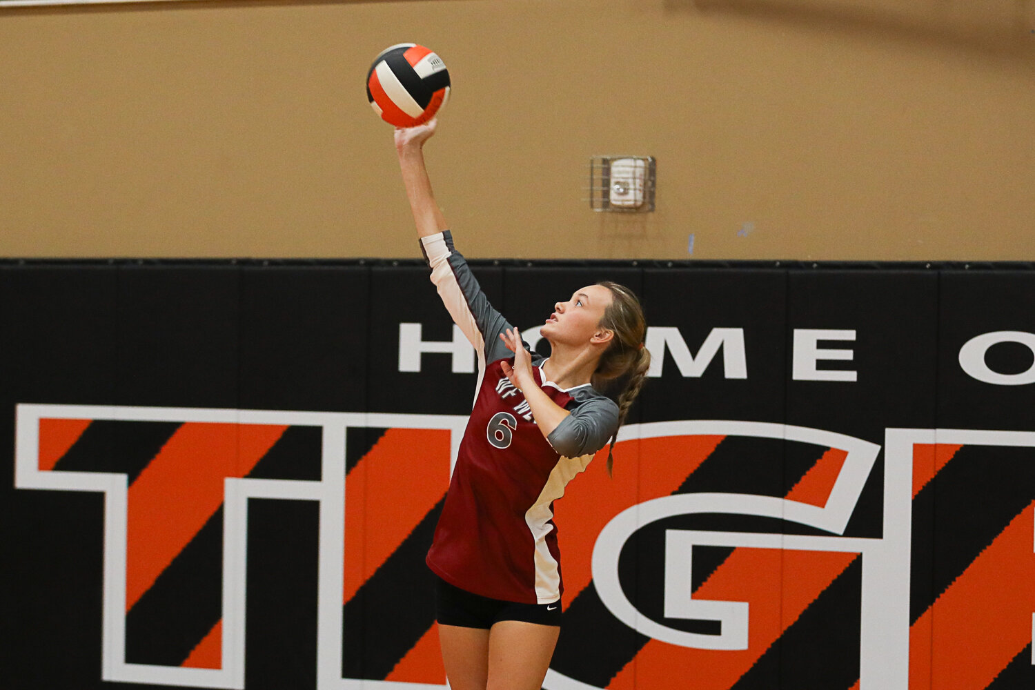 Grace Simpson serves during the first set of W.F. West's loss at Centralia on Sept. 21.