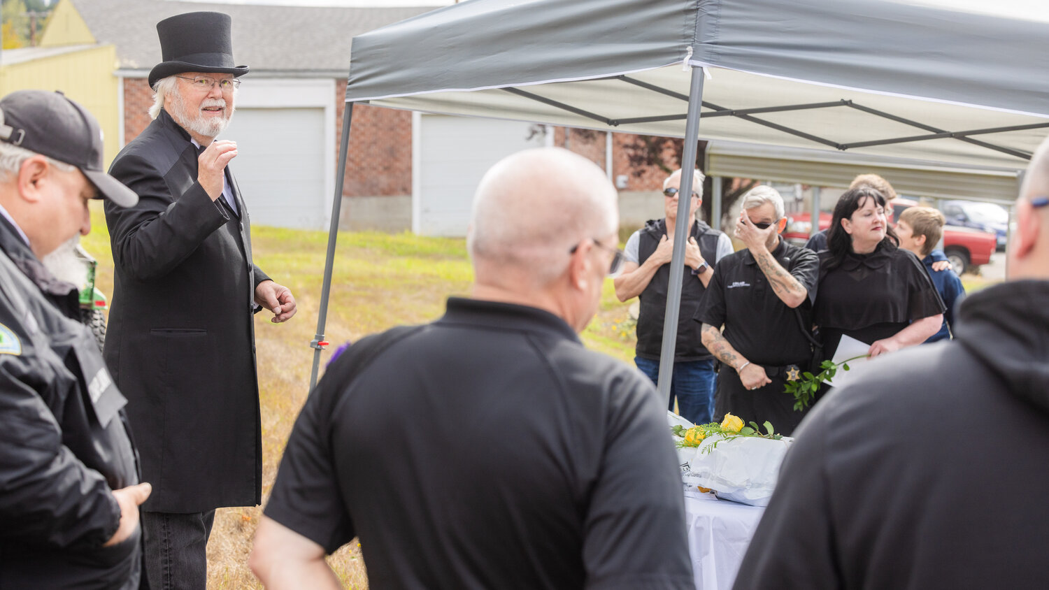 John Panesko talks about meteor strikes during a ceremony in Chehalis honoring unclaimed remains on Thursday, Sept. 28.