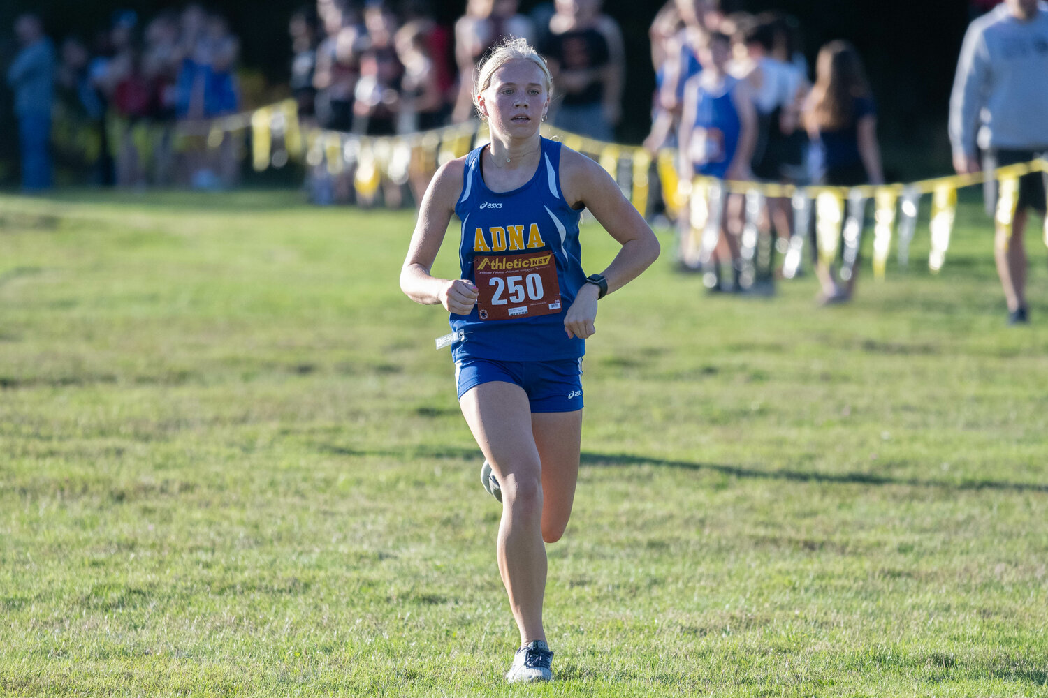 Adna's Megan Price finishes at the C2BL championship meet in Onalaska on Oct. 19.