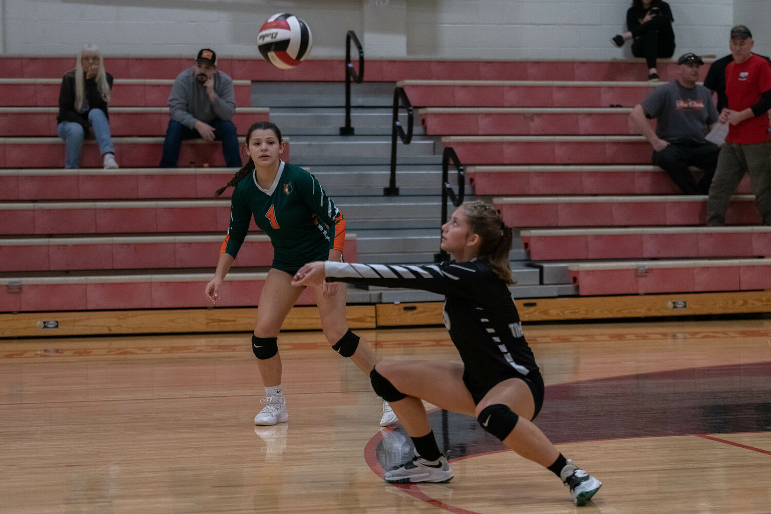 Ryelin Wiedenmann digs the ball up during MWP's match at Toledo on Oct. 19.
