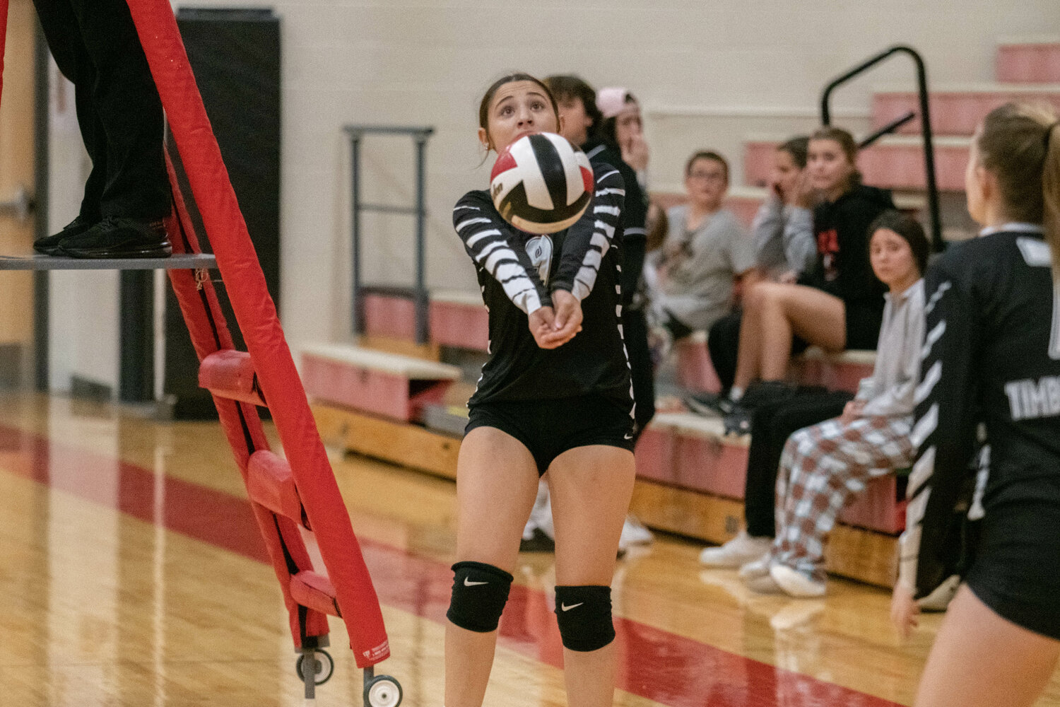 MWP's Malia Armstrong digs the ball up during the first set of the T-Wolves' match at Toledo on Oct. 19.