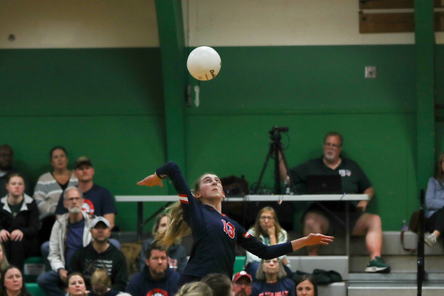 Claire Johnson leaps to hit the ball during Black Hills' 3-2 win over R.A. Long in the first round of the 2A District 4 Tournament on Nov. 2 in Tumwater.