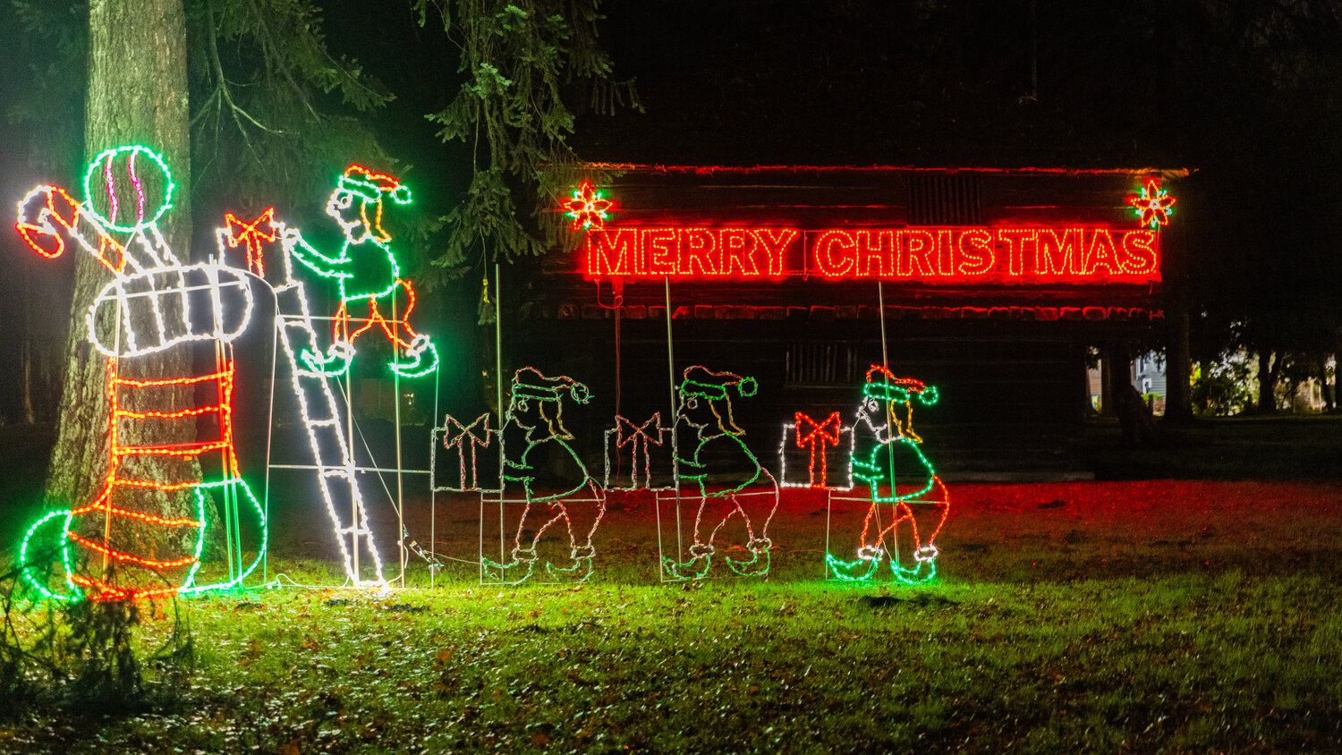 Lights illuminate Borst Park for a drive through sight seeing display in Centralia on Thursday, Dec. 7.