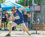 Pe Ell’s Owen Little hurls the shot put at the State track and field meet in Yakima on Saturday, May 27.